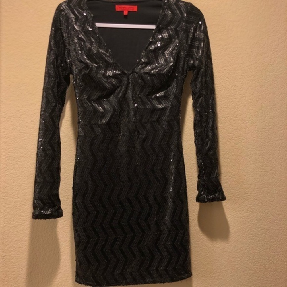 Wow couture black sequence dress